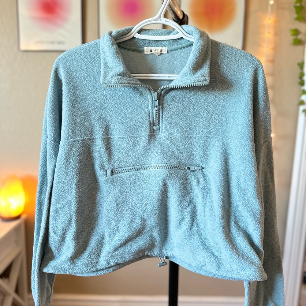 Garage Cropped Half-Zip Fleece Pullover